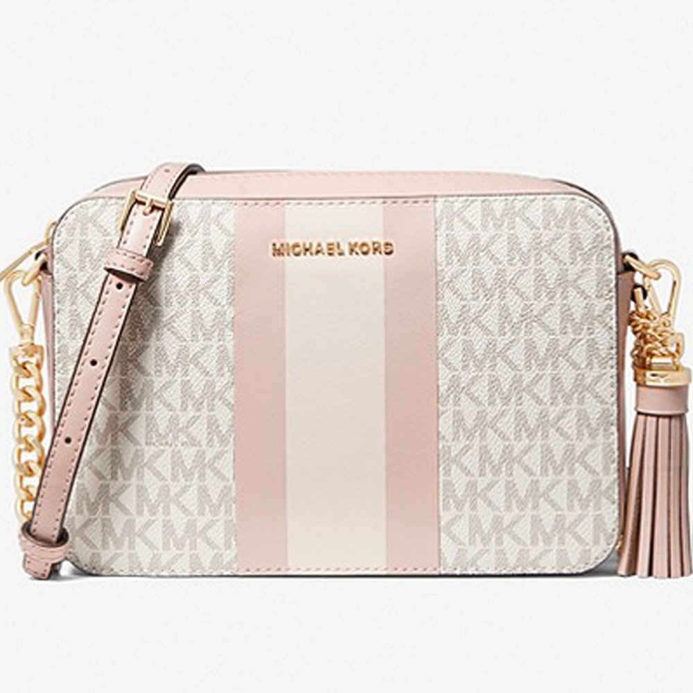 NEW!!  MICHAEL KORS Ginny Medium Logo Stripe Crossbody Bag